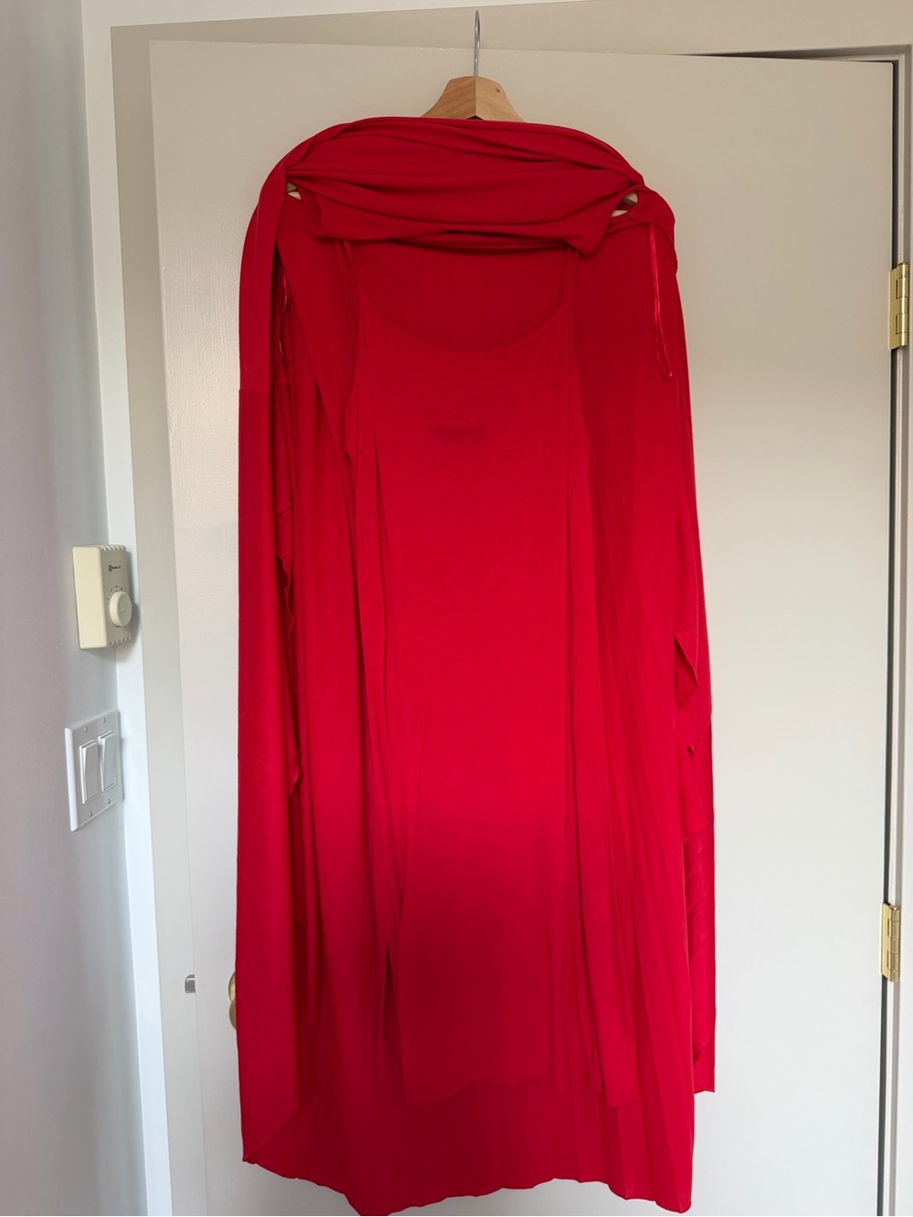 MaxMara Weekend Vibrant Red Jersey Pleated Midi-Maxi Dress - Picture 3 of 4